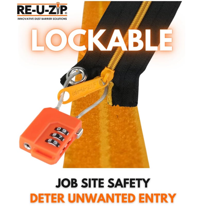 RE-U-ZIP إعادة U-ZIP؟ سحاب حاجز الغبار شديد التحمل وقابل لإعادة الاستخدام | 6 عبوات | نظام هوك وحلقة حاصل على براءة اختراع | فعالة من حيث التكلفة وموثوقة | ميزة الأمان القابلة للقفل - Image 5